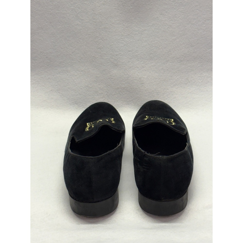 Urban Outfitters Mens Black Velvet Crown Embroidered Loafers Smoking Shoes 11 - Picture 4 of 11